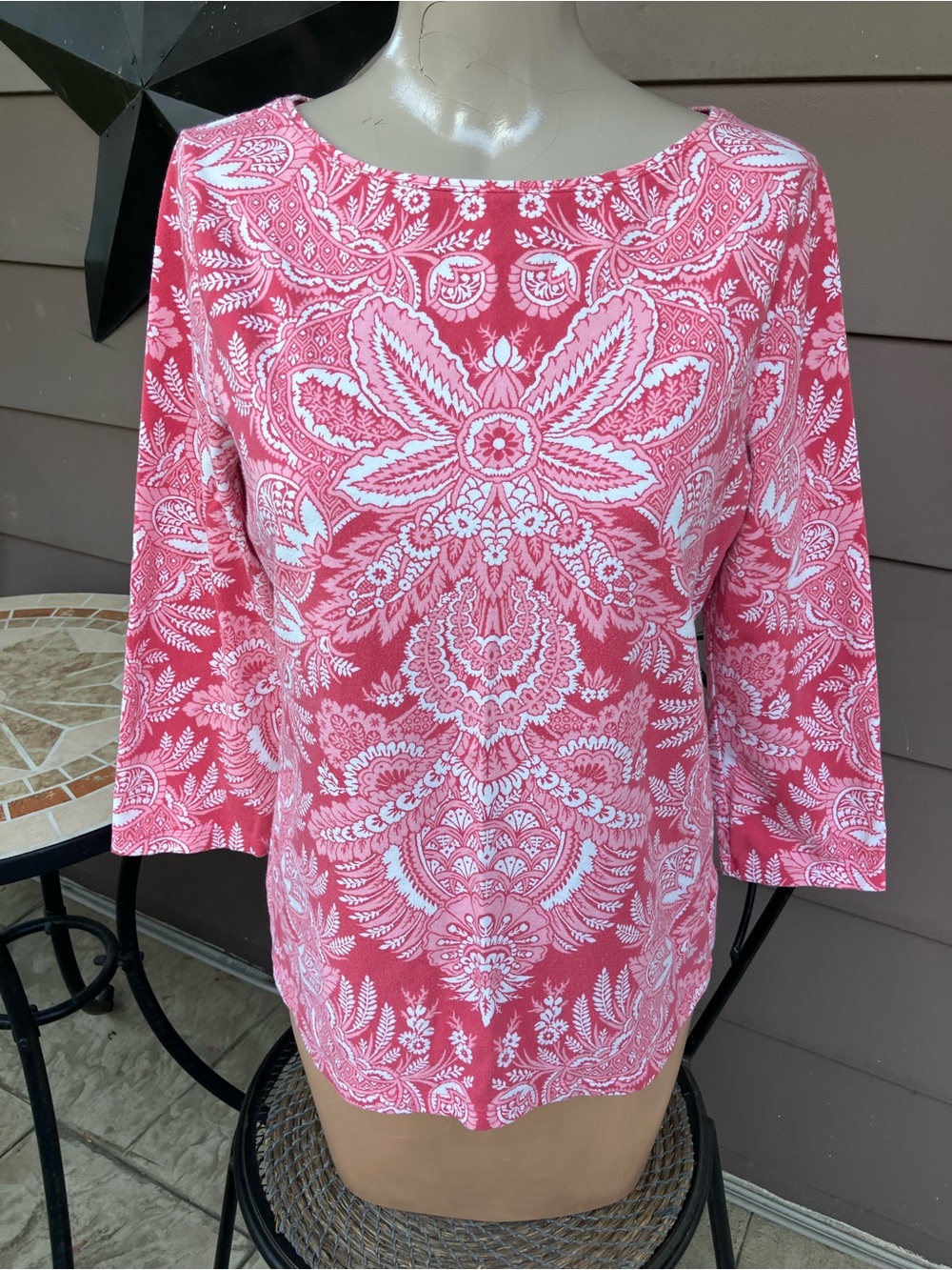 💥 3 for $15 Talbots Pink Paisley Boatneck Tunic